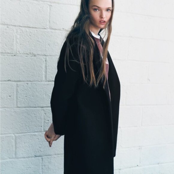 ZARA BLACK LAPEL COLLAR COAT SIZE S - Picture 3 of 9